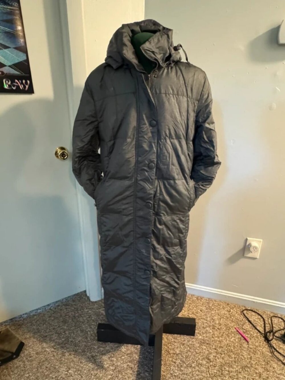 Long Grey Puffer Jacket